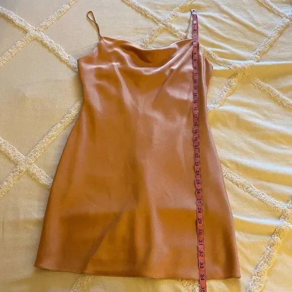 NWT Alice + Olivia Harmony Drapey Slip Satin Mini Dress with Cowl Neck - Size 8 - Picture 12 of 14